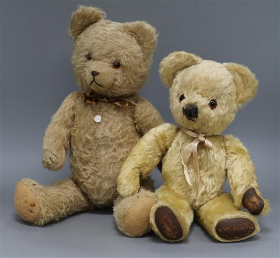 Two vintage teddy bears: Chad Valley 1950s and German 1950s